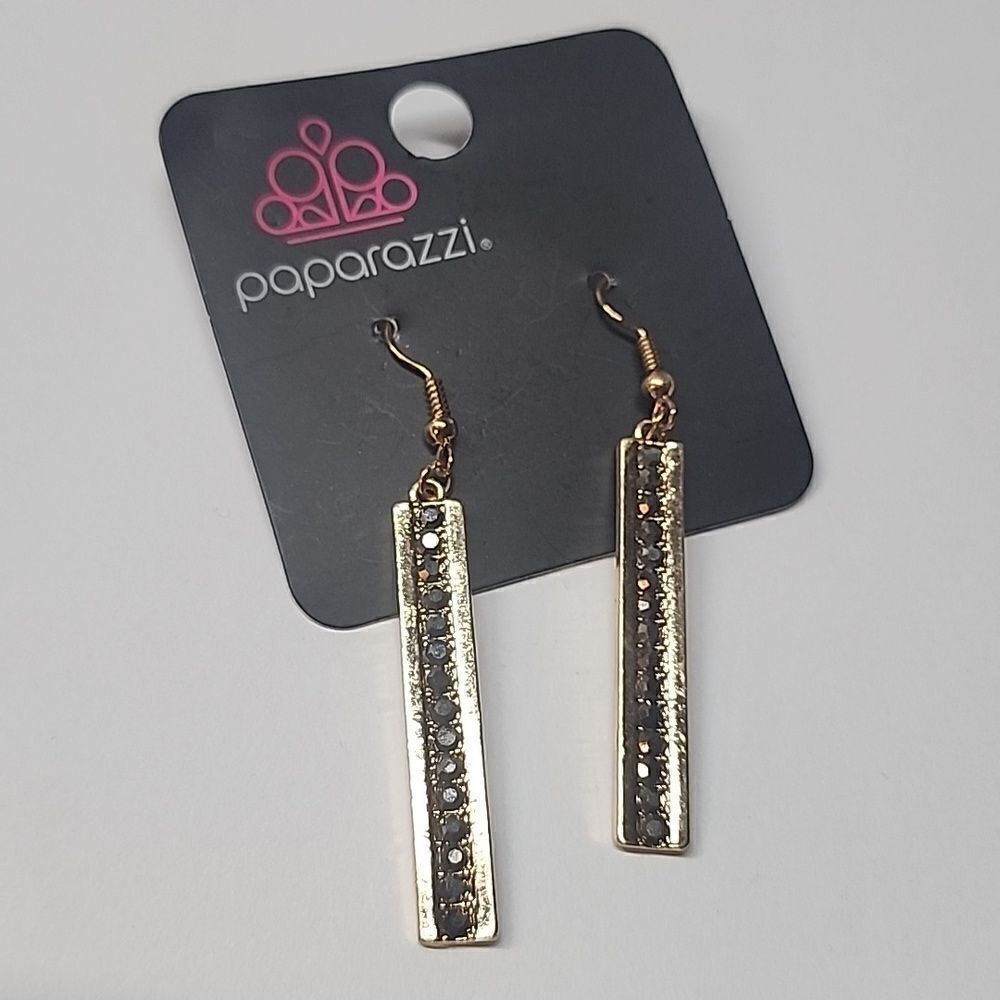 Paparazzi It's The Climb Earrings Rhinestones Brass